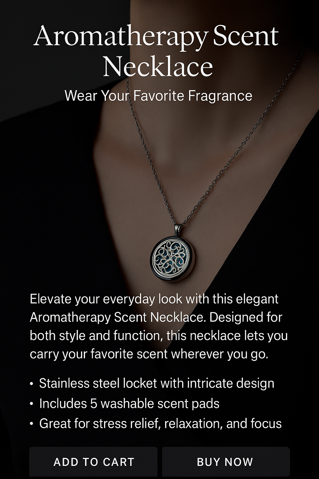 Aromatherapy Rose Scent Necklace – Stainless Steel